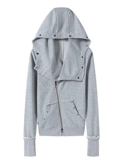 Oversized Collar Long-Sleeve Hoodie Jacket【s0000013967】
