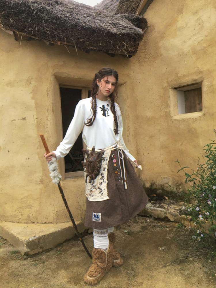 Forest Elf Print Long Sleeve T-Shirt【s0000014898】