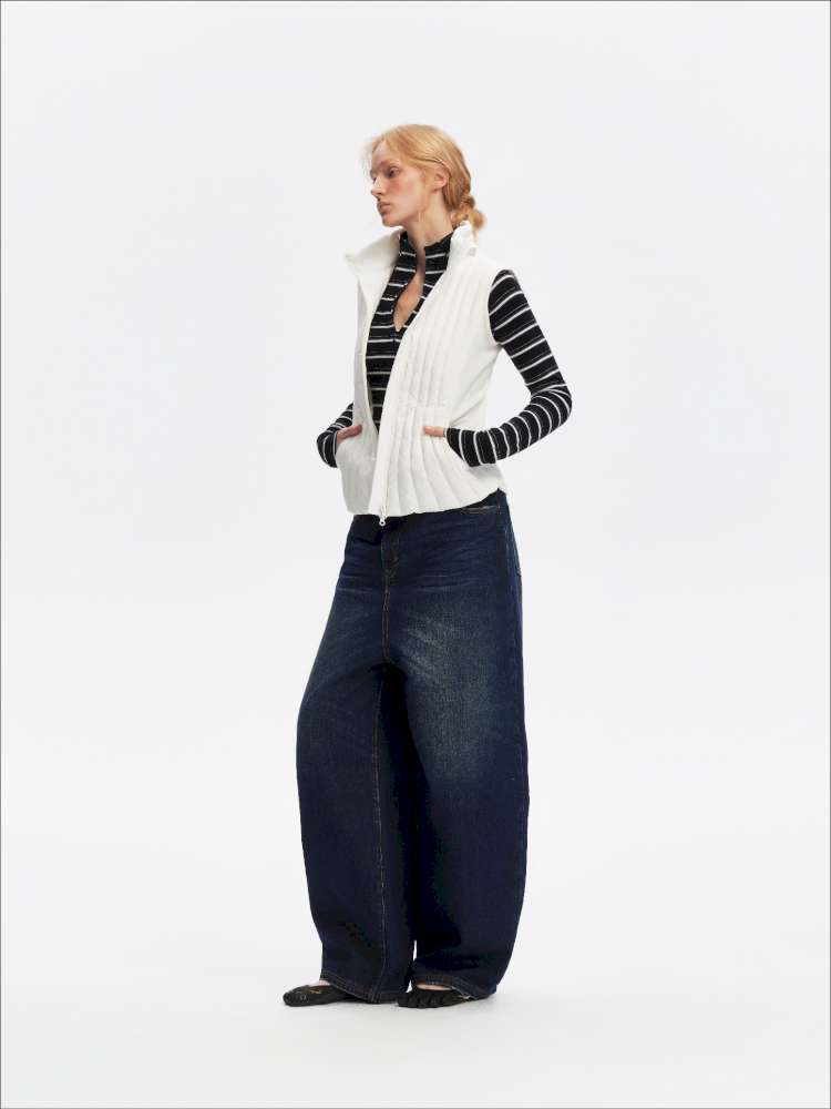 Vintage Yellow Mud Distressed Wide-Leg Jeans【s0000014873】