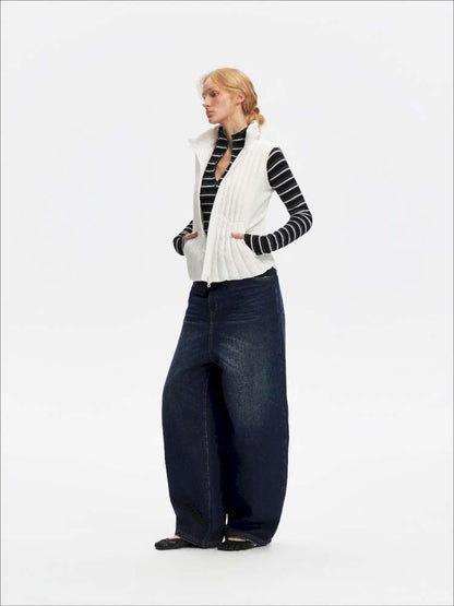 Vintage Yellow Mud Distressed Wide-Leg Jeans【s0000014873】