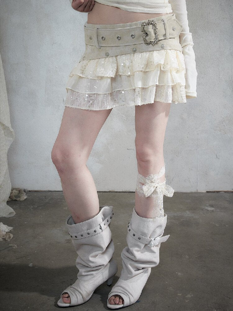 Brushed Sequin Leopard Cake Skirt【s0000017981】