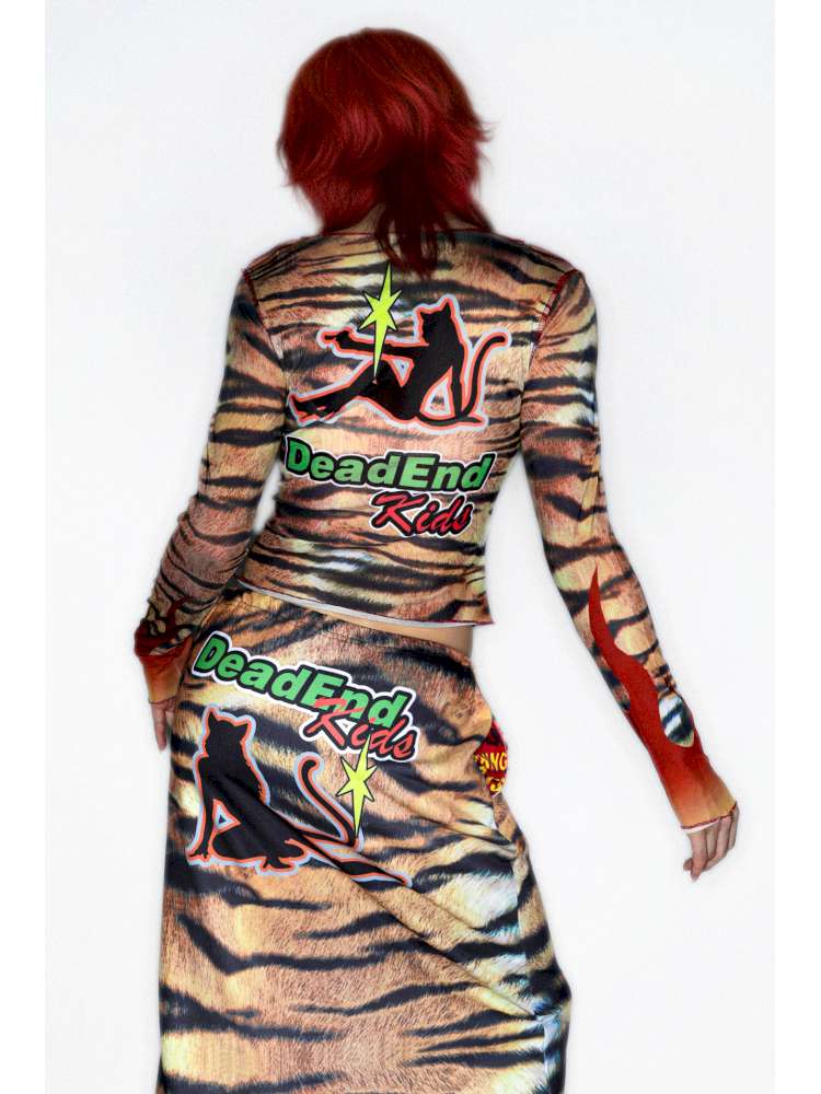 Y2K Millennium Print Long Sleeve Mesh Top【s0000014915】