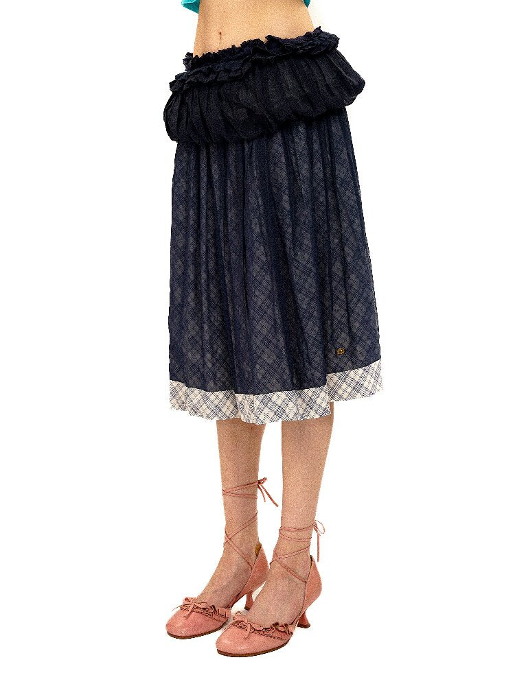 Thin Plaid Bow Spliced Skirt【s0000016087】