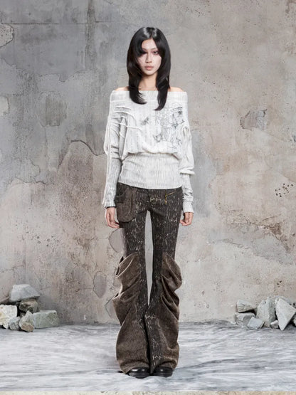 Pleated Accents Stylish Slim-Fit Long Flared Pants【s0000014130】