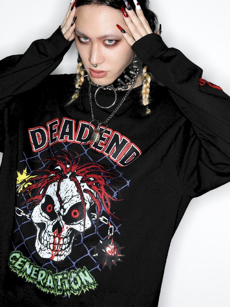 ROCK GOTHIC PUNK SKULL T-SHIRT [S0000010268]