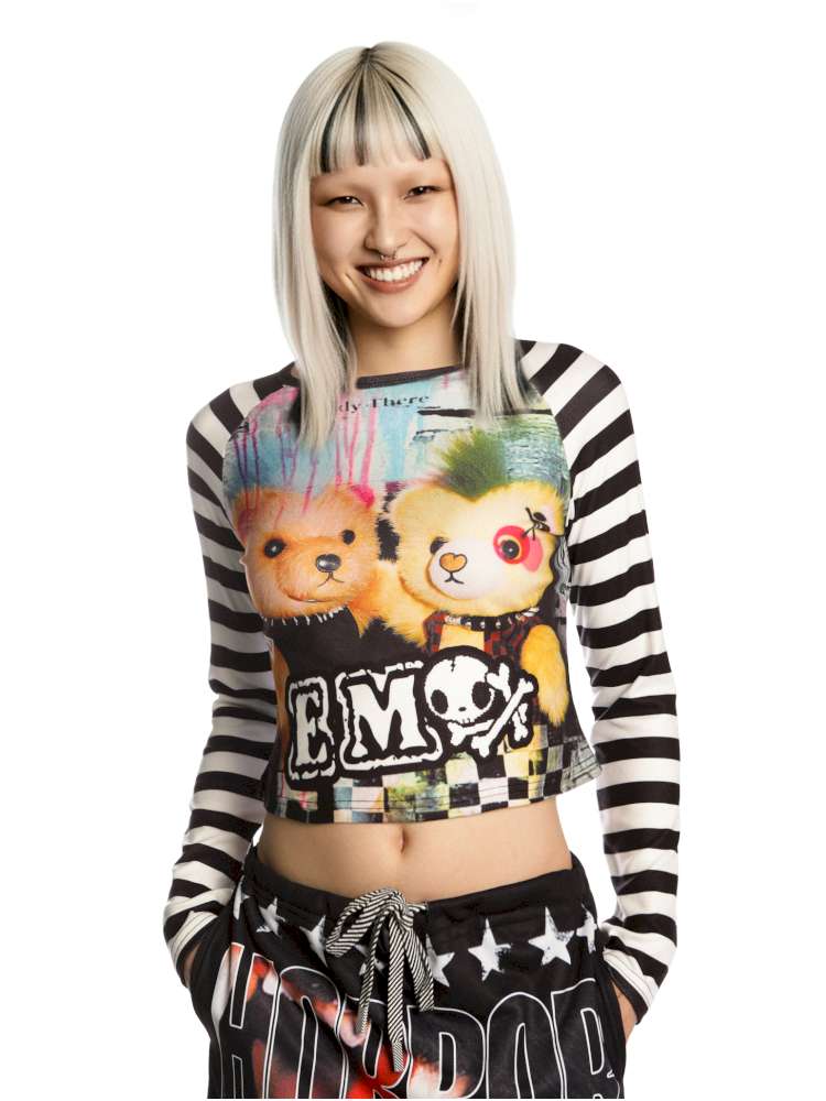 Sweet Cool Y2K Subculture Print Short Top【s0000014907