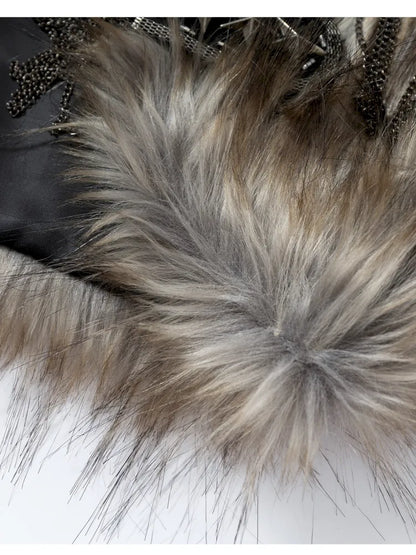 Punk Studded Fuzzy Mini Jacket【s0000014113】