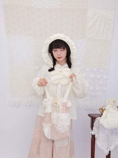 Lace Detachable Bow Pleated Shirt【s0000016501】