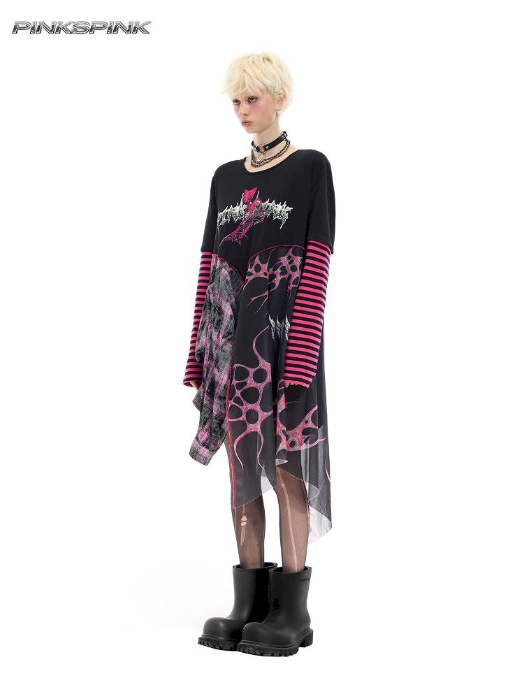 Patchwork Mesh Spice Dress【s0000012065】