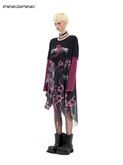 Patchwork Mesh Spice Dress【s0000012065】