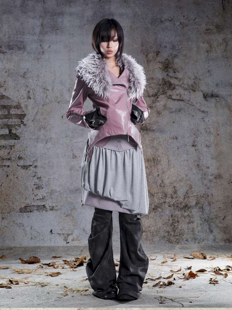 Fur Collar Stylish Slim-Fit Leather Jacket【s0000014481】