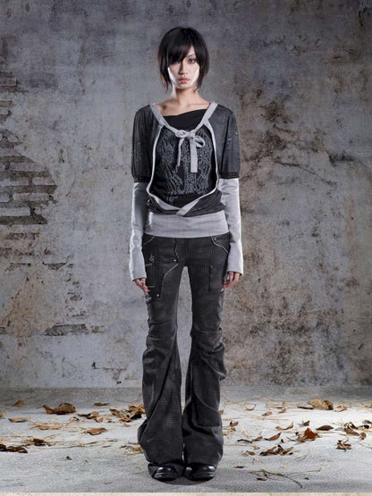 High-Stretch Printed Rhinestone Knit Top【s0000014490】