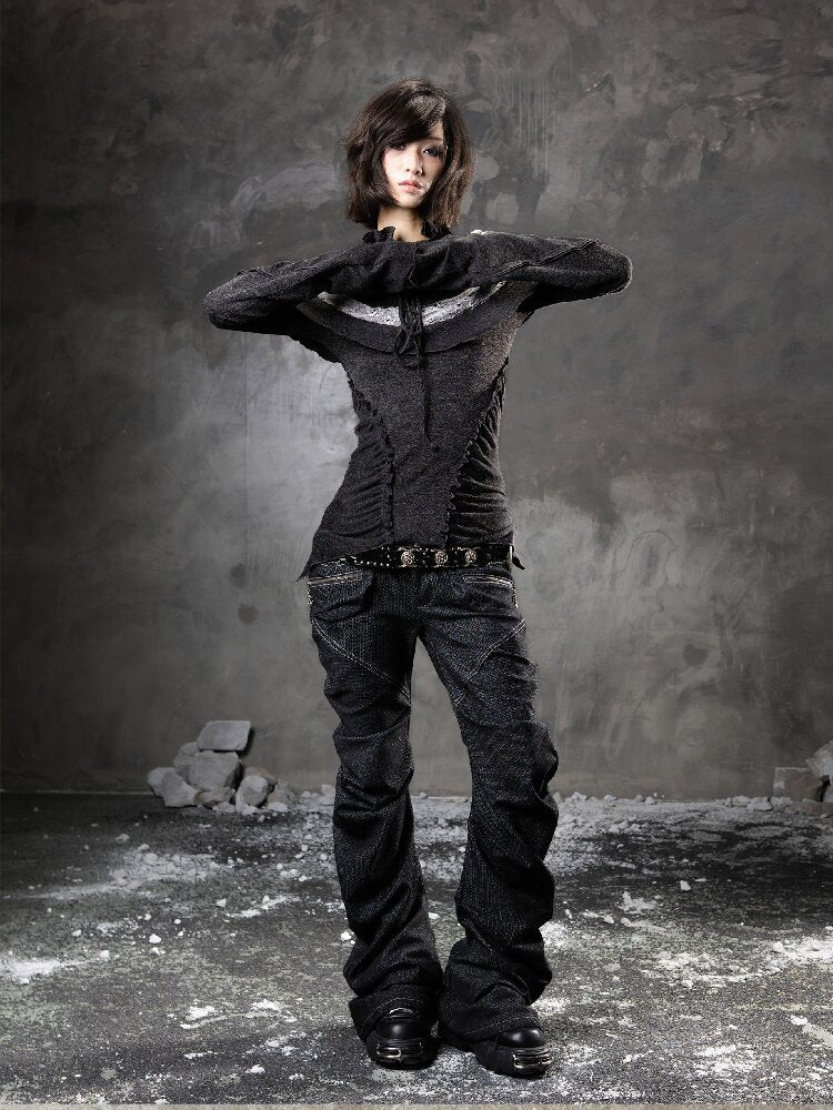 Double Waist Scimitar Denim Pants【s0000015945】