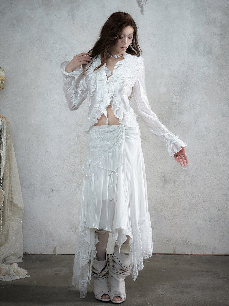 Wood Flange Waist-Cinching Shirt【s0000017986】
