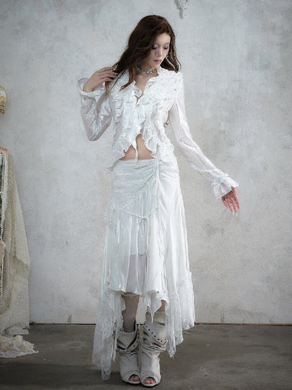 Wood Flange Waist-Cinching Shirt【s0000017986】