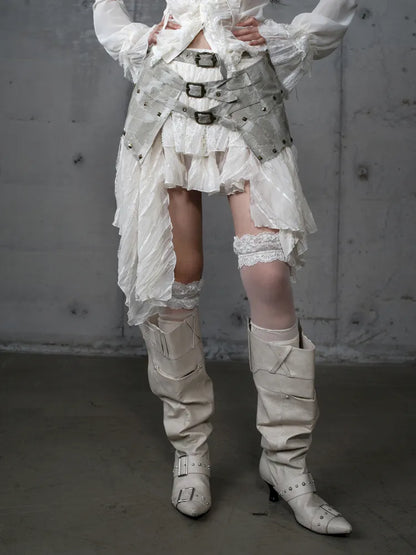 Asymmetrical multi-layer lace skirt【s0000013955】