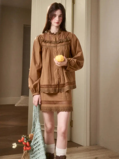 Natural Cotton Shirt Skirt Set【s0000014330】