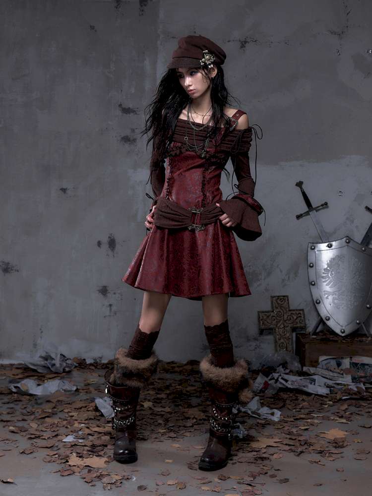 Vintage Punk Patchwork Knit Dress【s0000014651】