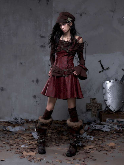 Vintage Punk Patchwork Knit Dress【s0000014651】