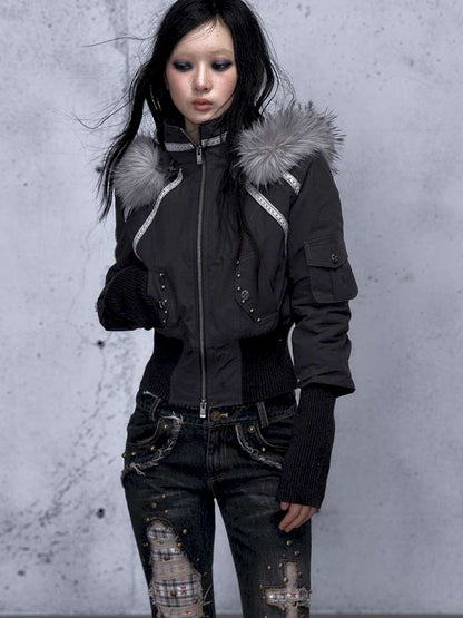 Street Punk Fur Hooded Padded Jacket【s0000014922】