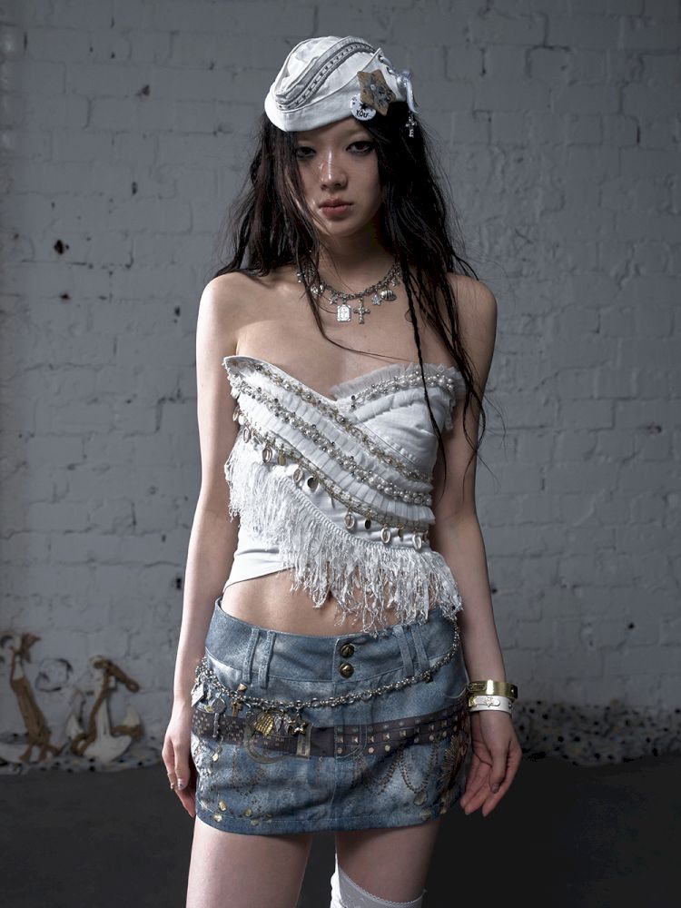 Irregular short strapless vest【s0000012783】