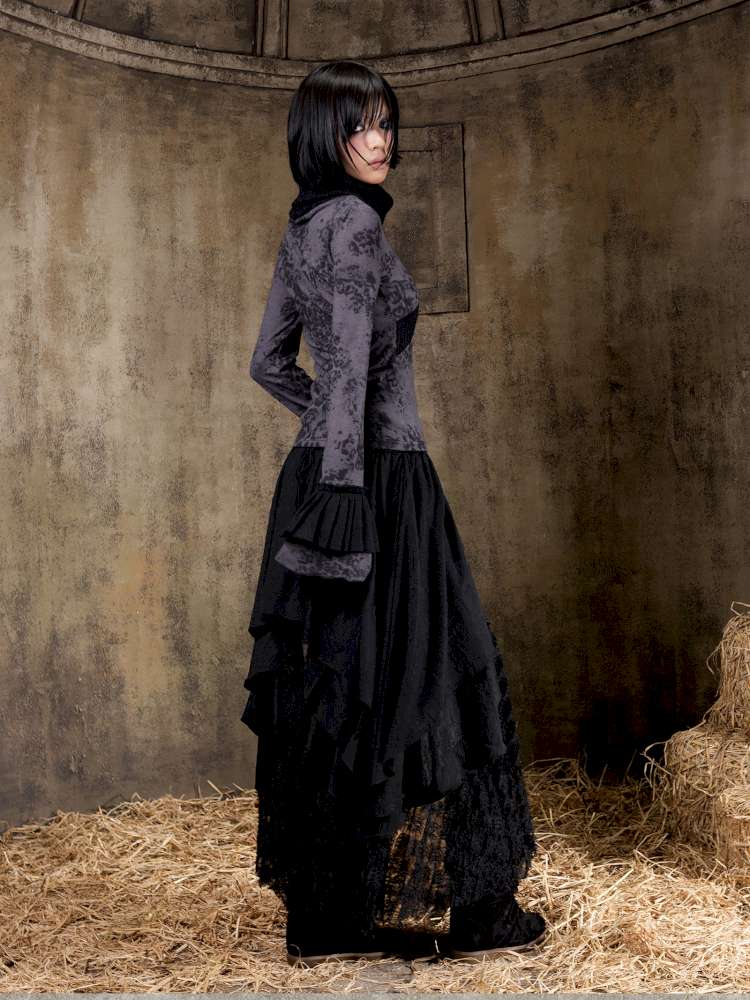 Contrast Slim Knit Long Sleeve Tee【s0000015083】