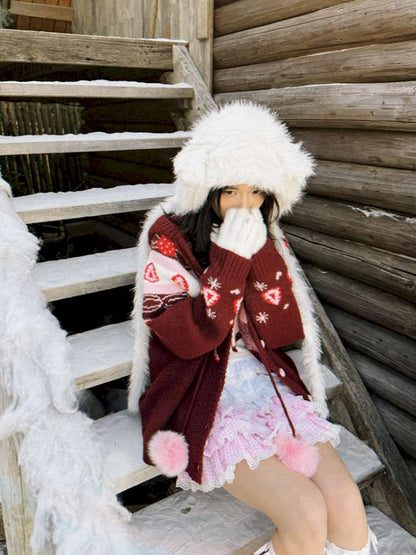 Strawberry Cake Fair Isle Knit Cardigan【s0000014944】