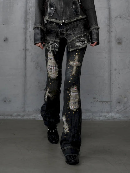 Distressed Straight-Leg Slim-Fit Jeans【s0000013946】