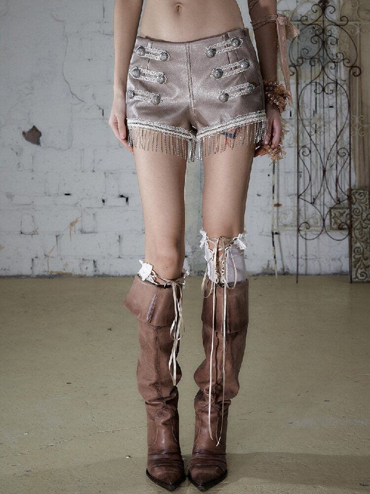 NO RCourt Punk Metal Chain Slim Shorts【s0000017236】