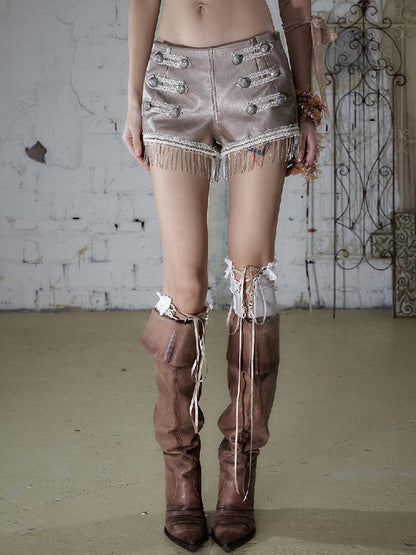NO RCourt Punk Metal Chain Slim Shorts【s0000017236】