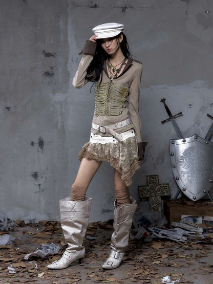 Vintage Punk Knight Slim Fit Shirt【s0000014652】