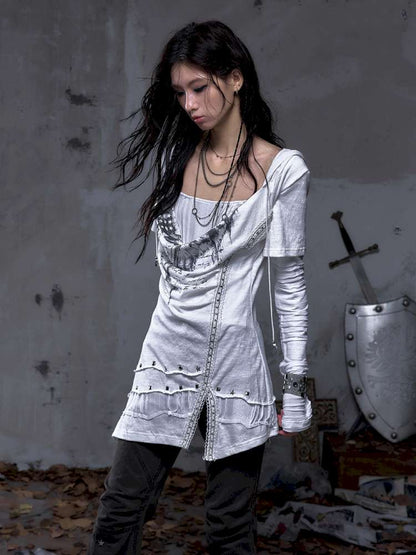 Patchwork long-sleeve layered dress【s0000014465】