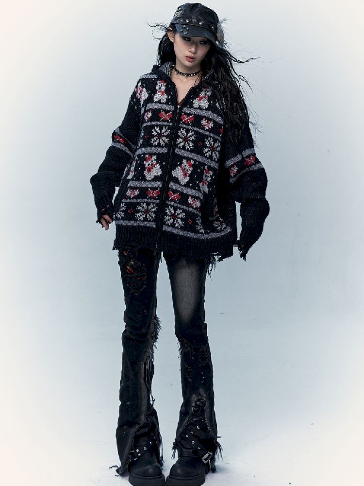 Mohair Wool Knit Cardigan Sweater【s0000011217】