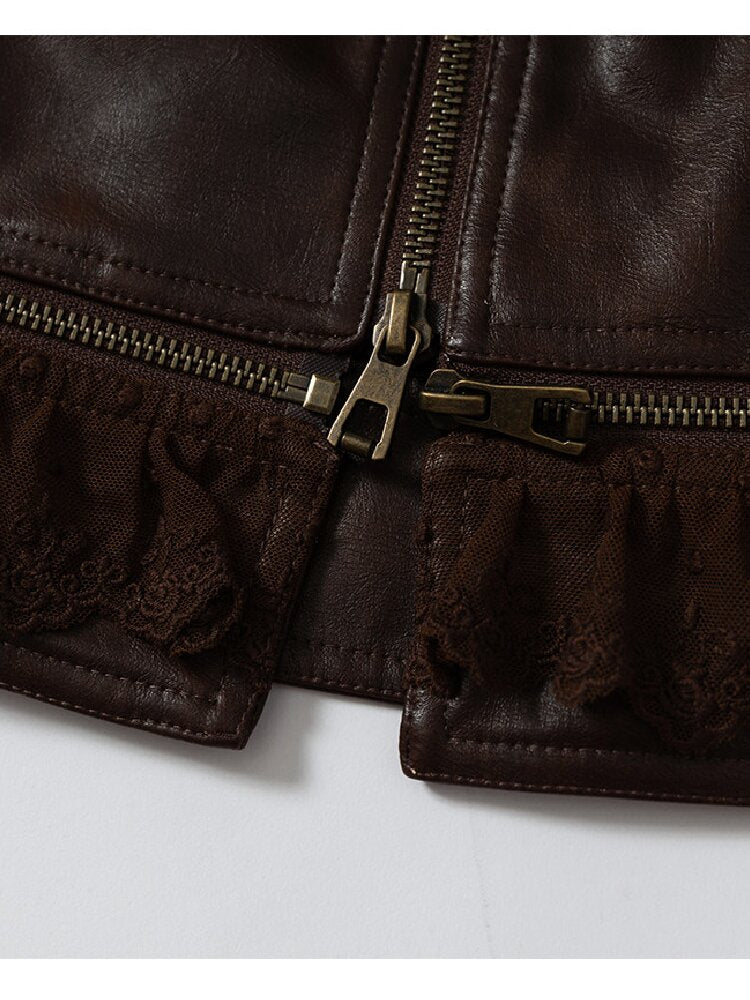 Riveted PU Leather Split Jacket【s0000019156】