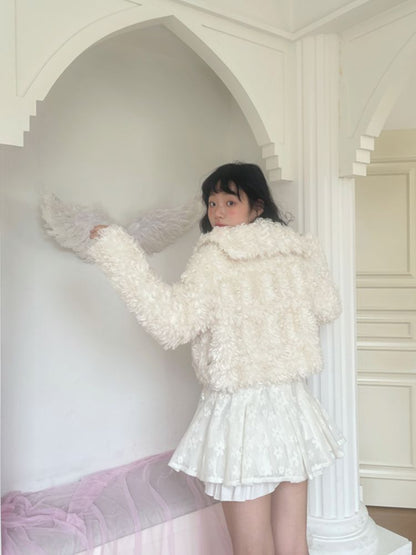 Bow Short Plush Jacket [S0000010885]