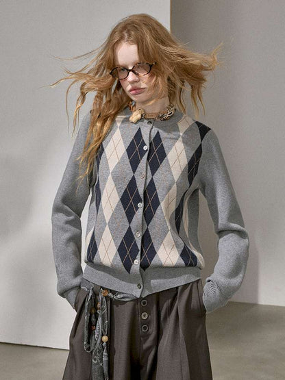 Diamond Plaid Knit Sweater Pants【s0000015072】