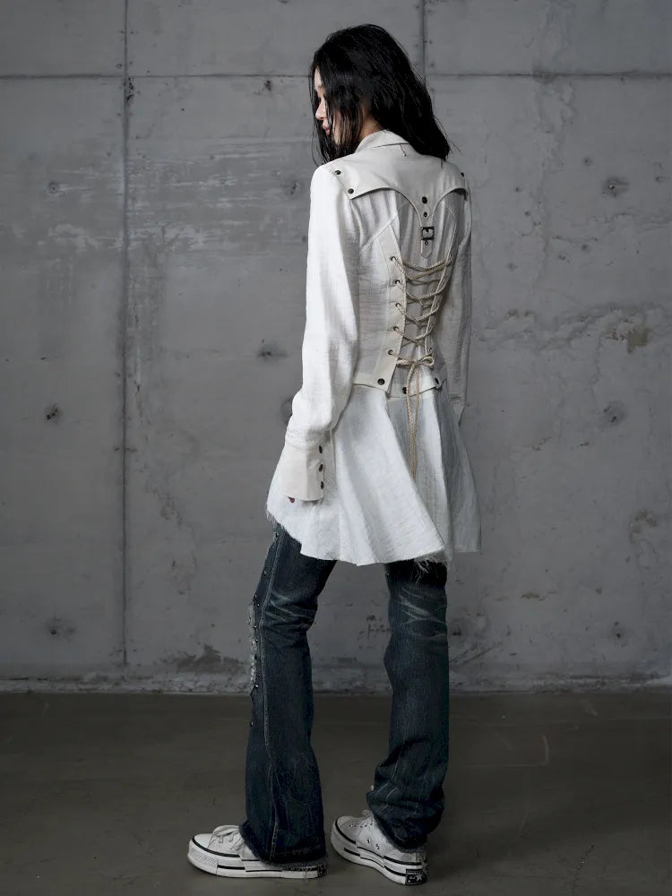 Leather Detachable Long-Sleeved Shirt【s0000014119】