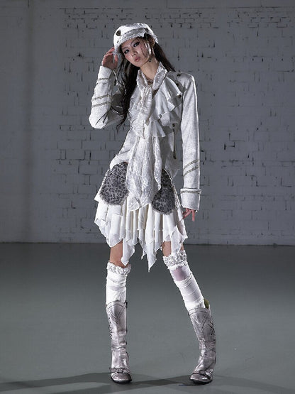 Streamer Snood Chiffon Leather Jacket【s0000015942】