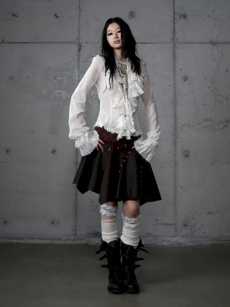 Court-Style Lace Chiffon Shirt【s0000013948】