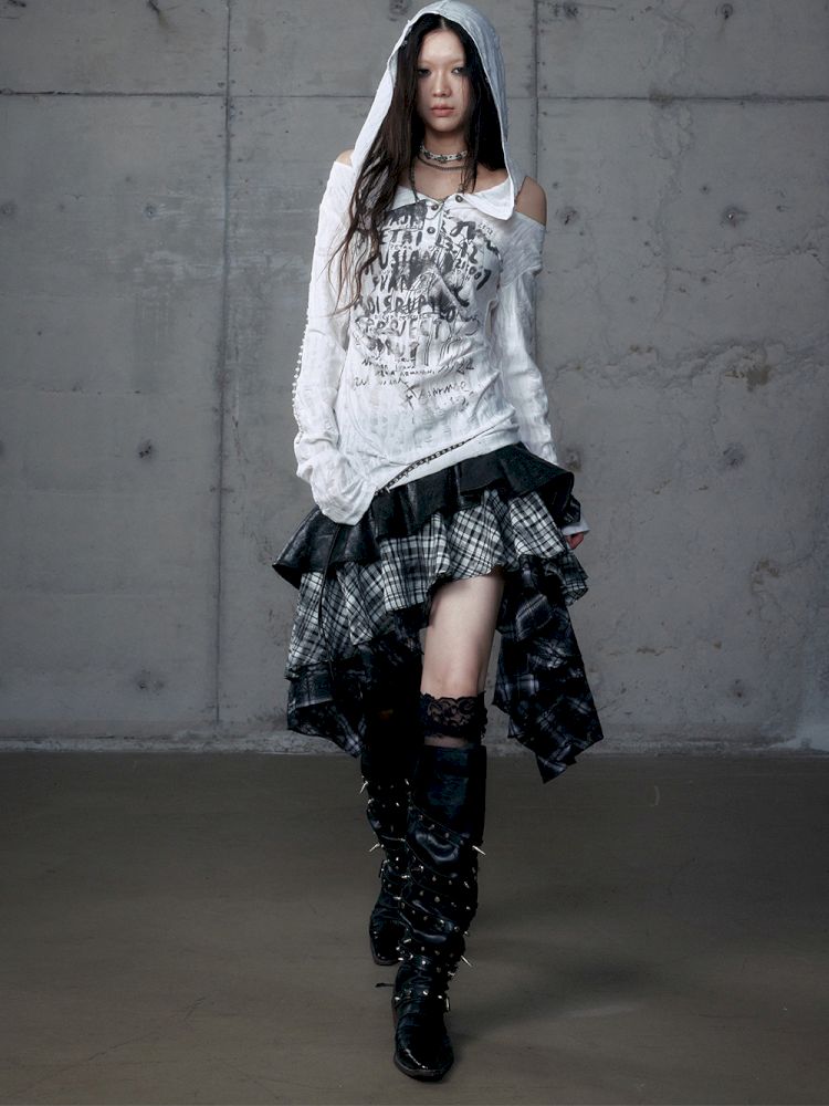 Backless Hooded Long Sleeve Bottom Top【s0000013469】