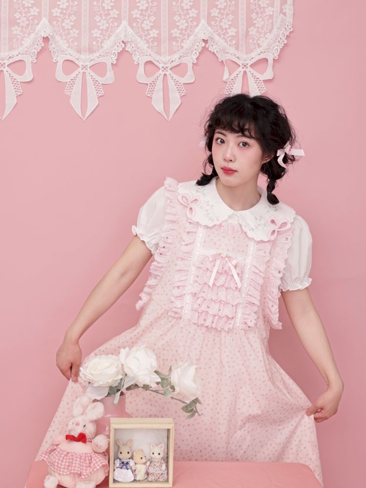 Doll collar puff sleeve lace shirt【s0000012852】