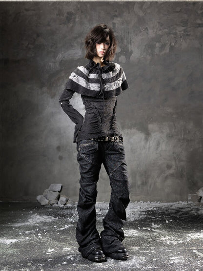 Double Waist Scimitar Denim Pants【s0000015945】