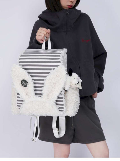 Rabbit Ears Fur Computer School Bag【s0000014615】