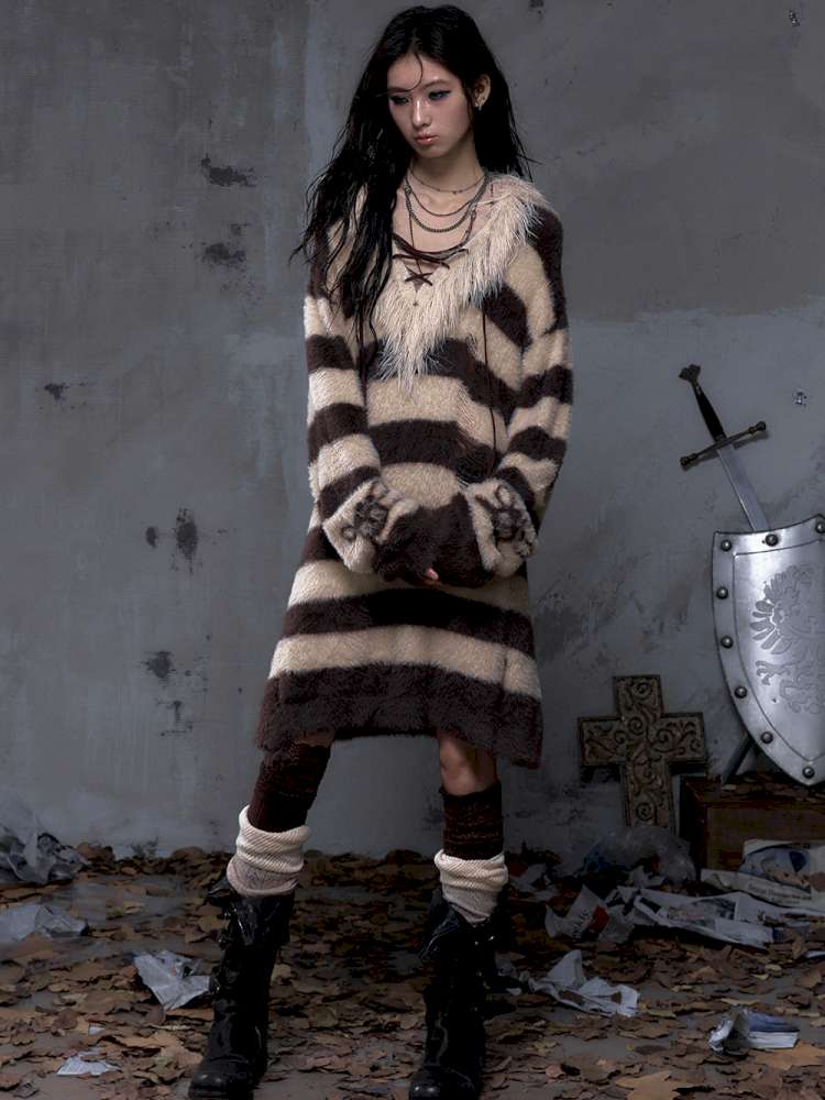 Long-Sleeve Striped Sweater【s0000014474】