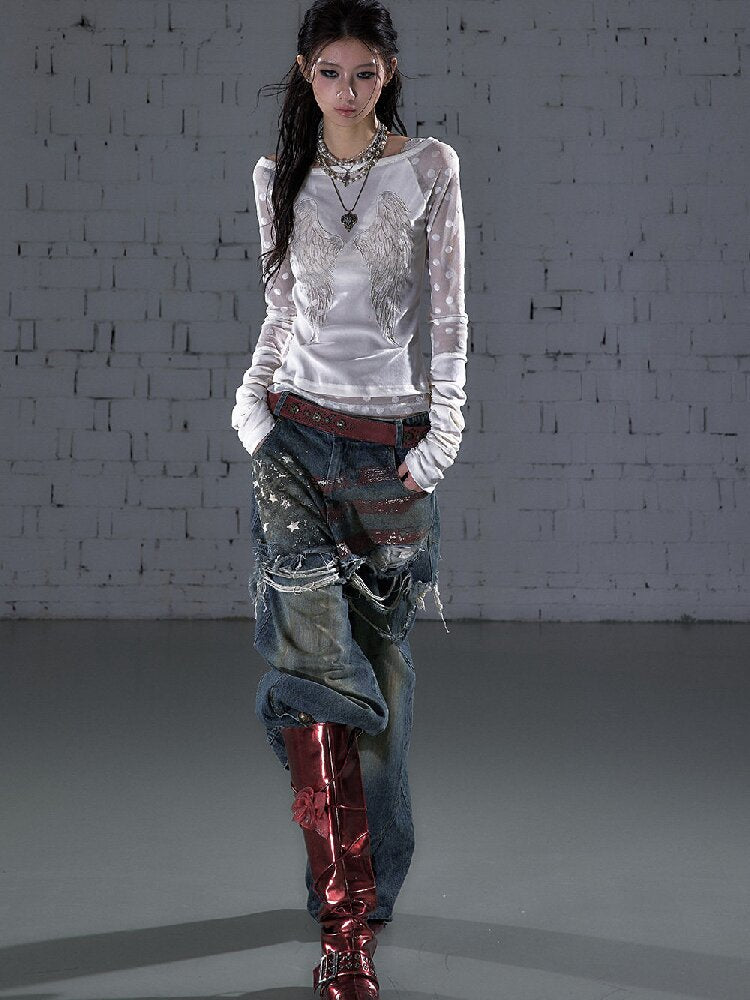 Baroque Wings Embroidered Slim Shirt【s0000015939】