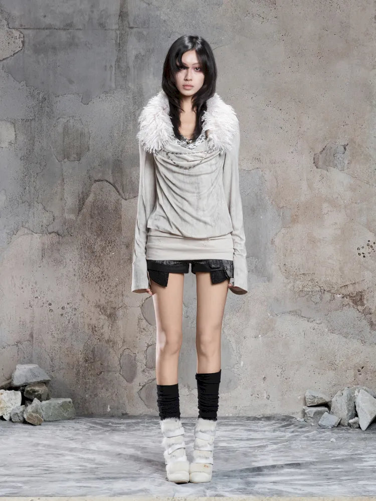 Off-Shoulder Ruffled Mid-Length Slimming Punk Top【s0000014124】