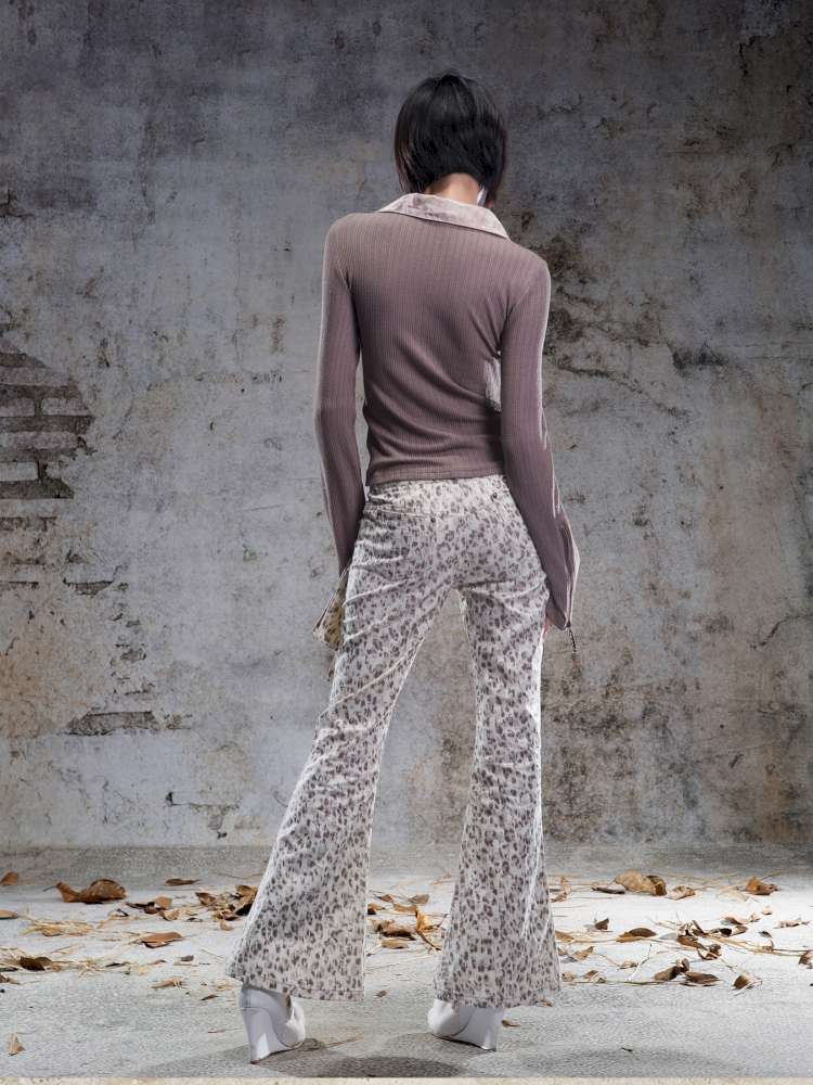 Straight-Leg Flared Low-Rise Pants【s0000014487】