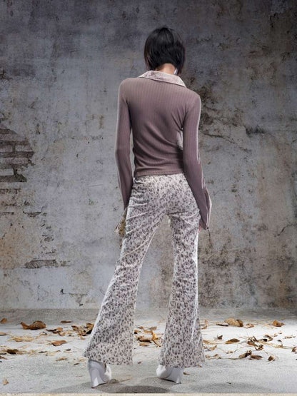 Straight-Leg Flared Low-Rise Pants【s0000014487】