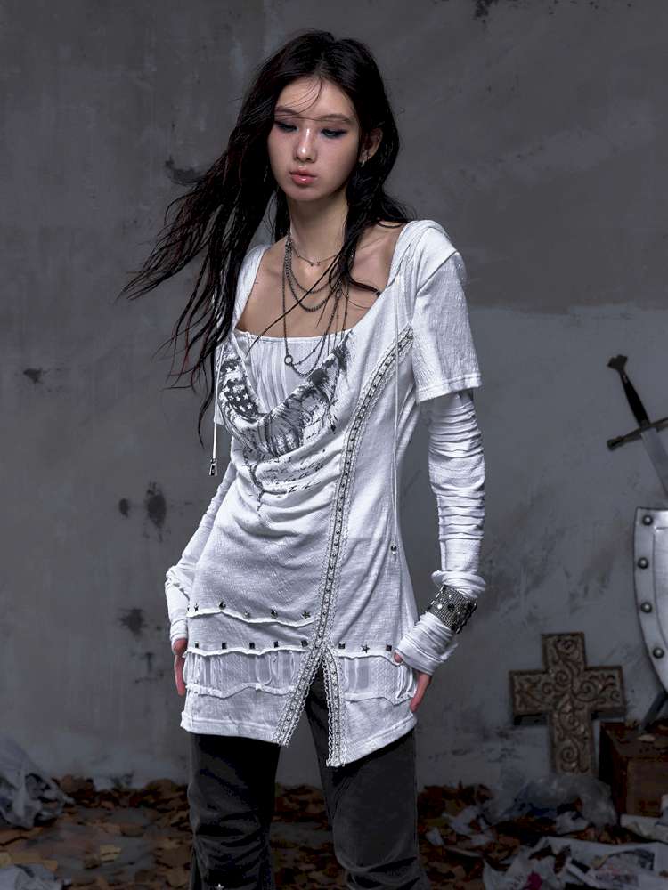 Patchwork long-sleeve layered dress【s0000014465】