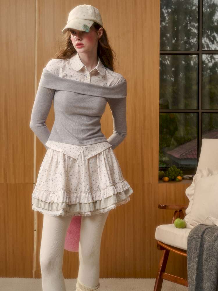 Rabbit Print Design Top Skirt【s0000014886】